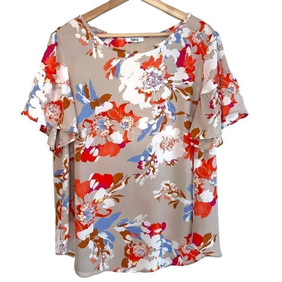 Barr lll Floral Ruffle Sleeve Top - Picture 1 of 7
